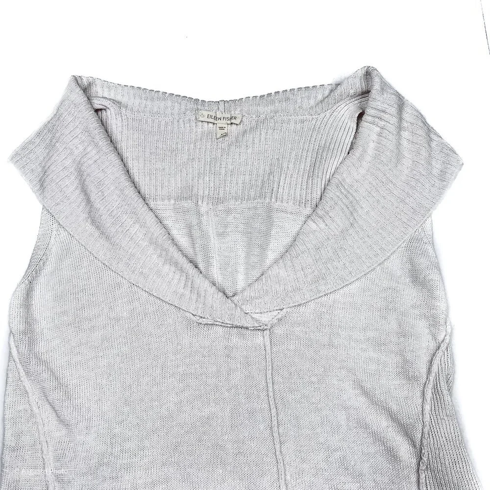 Eileen Fisher Linen Ribbed Knit Shawl V-Neck Pullover Sweater Vest Size S - Picture 3 of 10